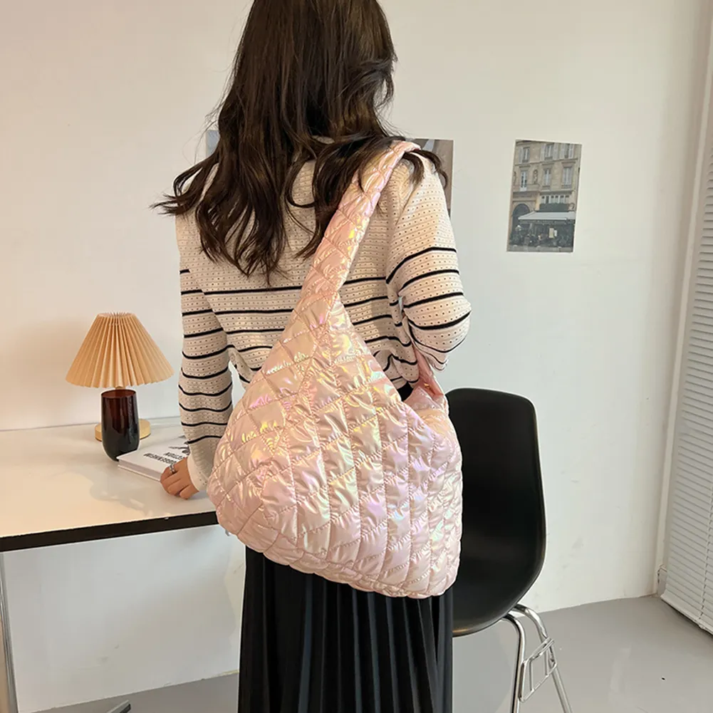 Borse a tracolla da donna autunno inverno, tote, grandi capacità, imbottite in cotone, borse da donna, borse da viaggio multicolori_voghion.com