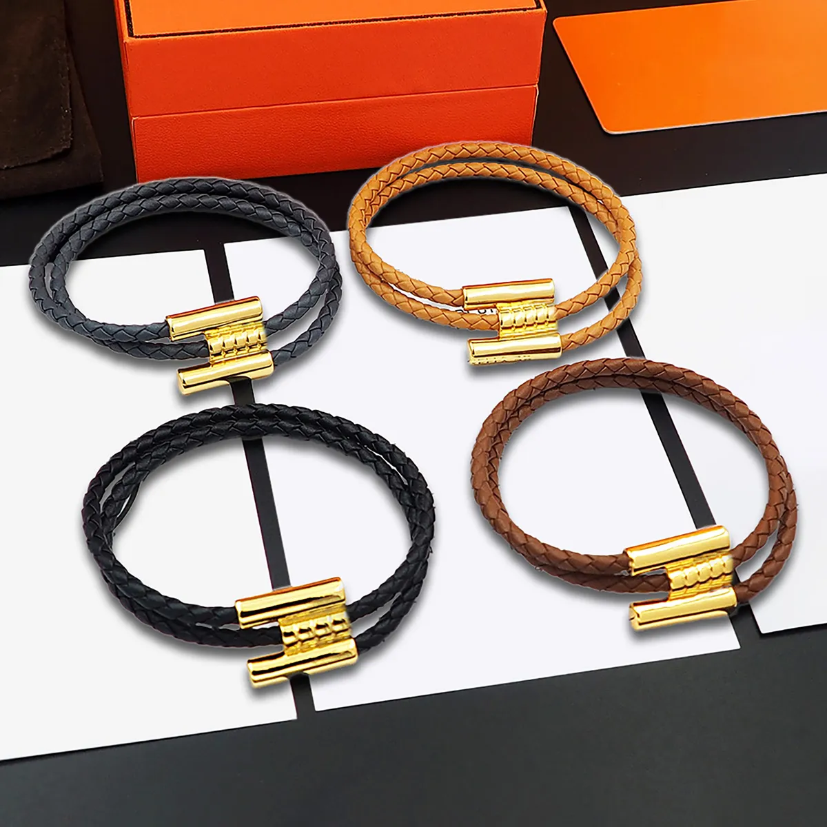 for women Mother Daughter H Leather Bracelet Best Friend Bracelets Womans Bangle Daily Wear Gold Bangles Designer_voghion.com
