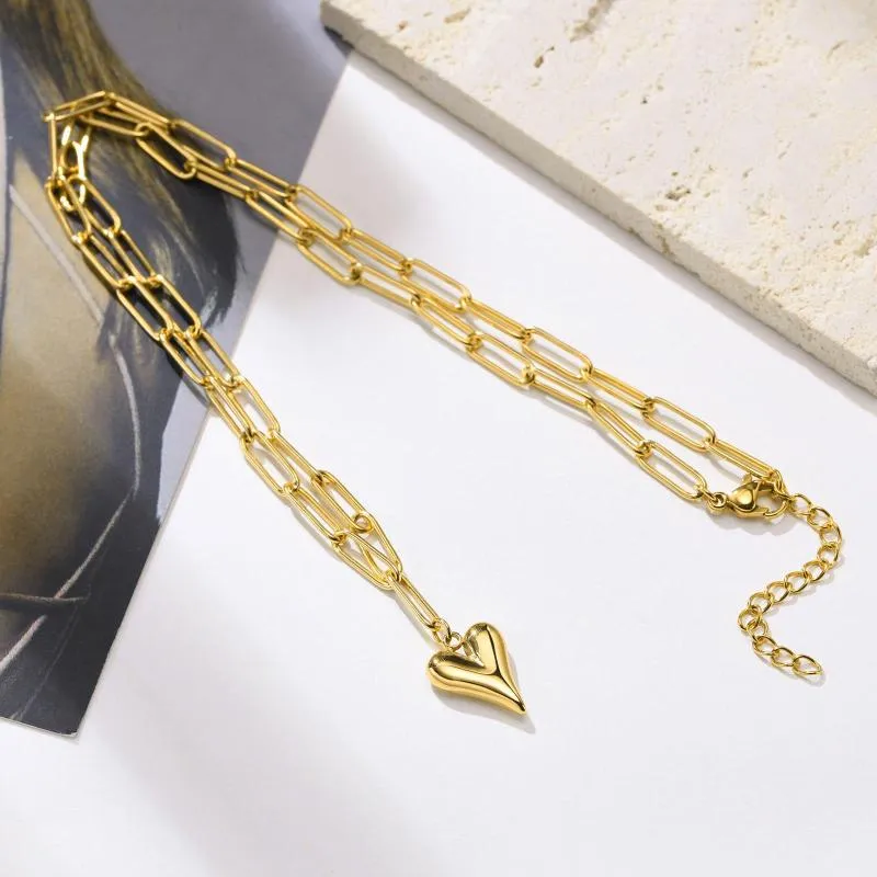 Collier avec pendentif cœur pour couple en acier inoxydable_voghion.com