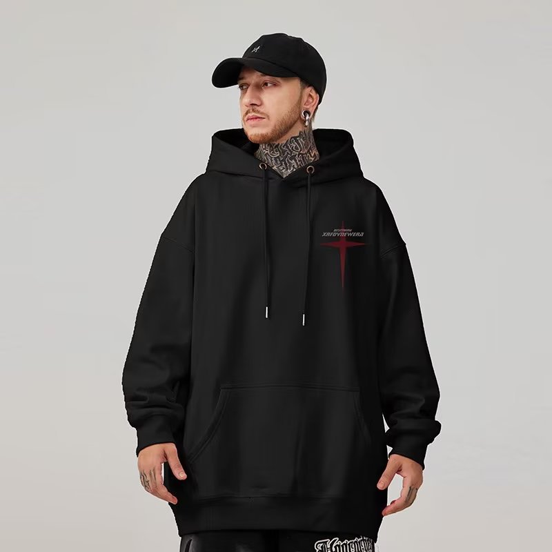 Bluza z kapturem w dużym rozmiarze China-Chic Hip Hop Couple Top Pluszowy luźny swobodny sweter z kapturem męski modny_voghion.com