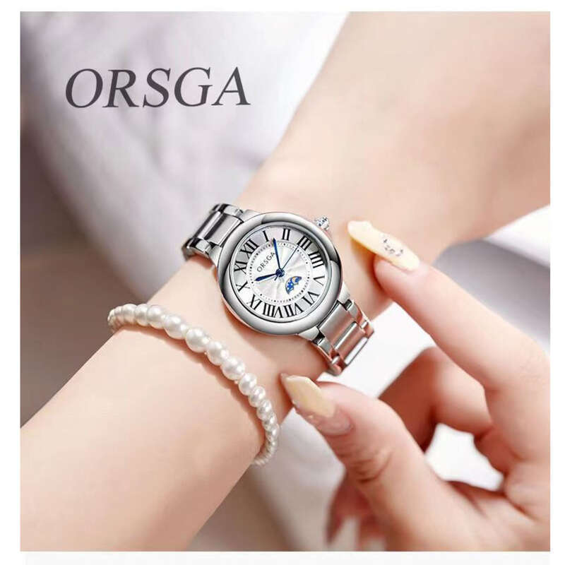 Oushiqie Steel Belt Orologio da donna al quarzo con trasmissione in diretta, semplice, alla moda e suggestivo_voghion.com