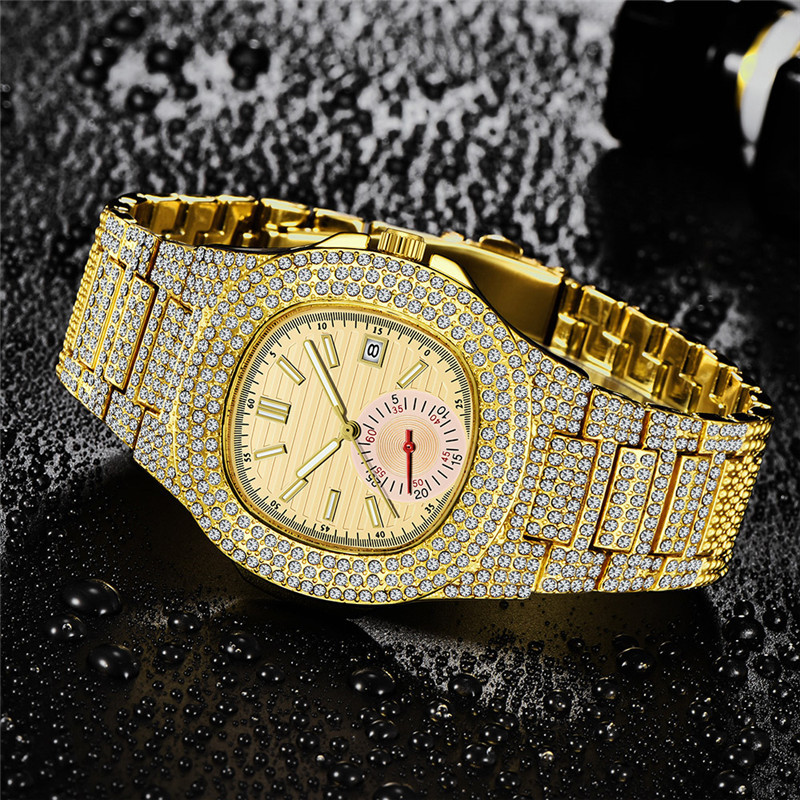 Huaqiangbei Hip Hop Guldkalender Quartz Ny Diamantset Herrklocka Generation_voghion.com