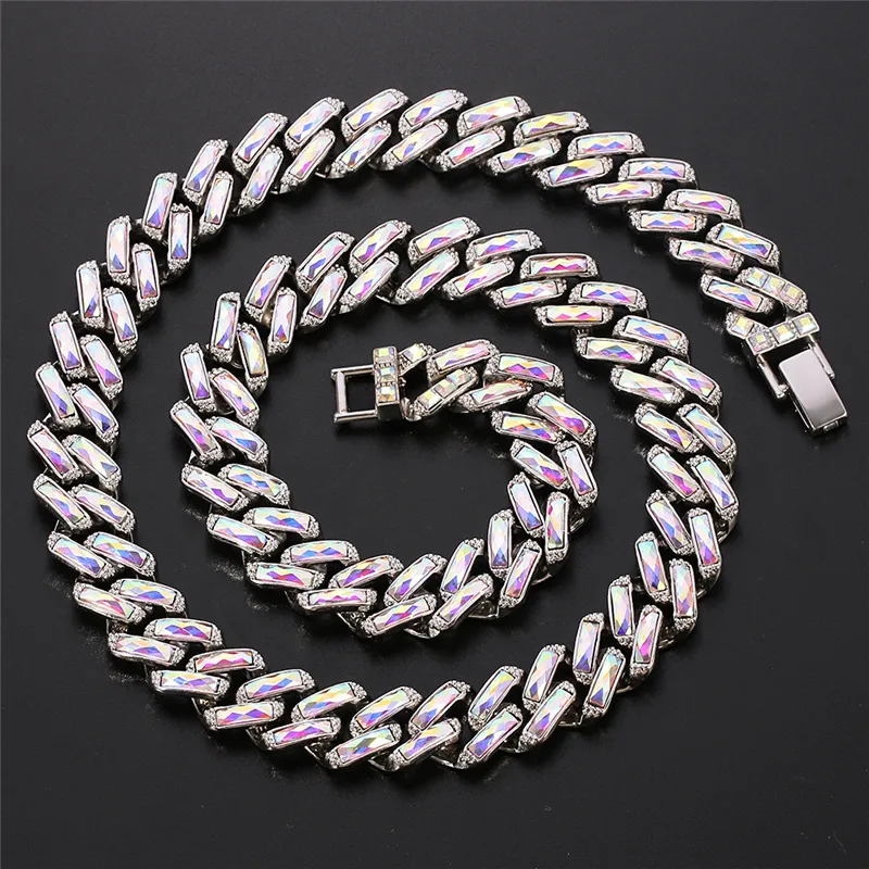 Iced Out Cuban Link Chain Necklace For Men Gold And Silver Colour_voghion.com
