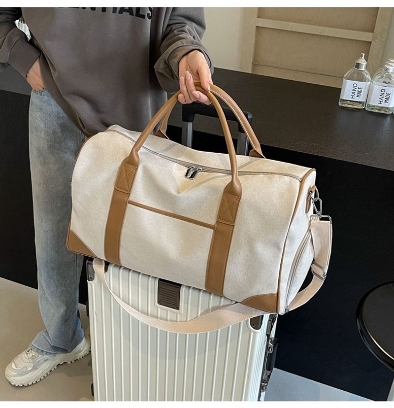 Neutrale Handreisetasche, große Outdoor-Reisetasche, Sport- und Fiesstasche Damen, Retro-Gepäcktasche aus Canvas für_voghion.com