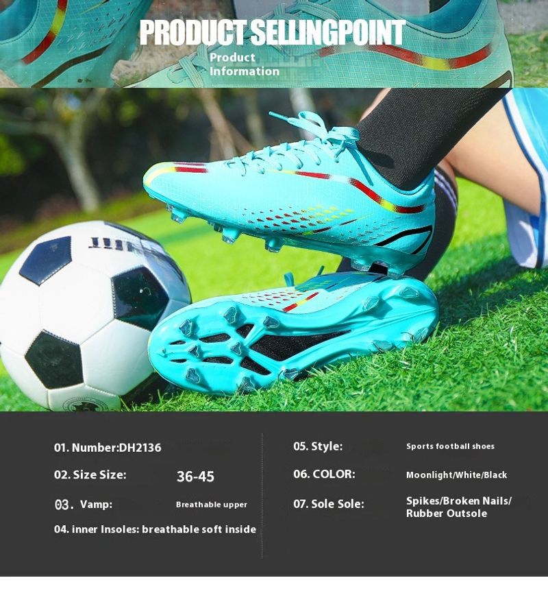 Fußballschuhe Herren und Damen mit langen gebrochn Spikes, professionelle Trainings-Sneakers, Sportschuhe für_voghion.com