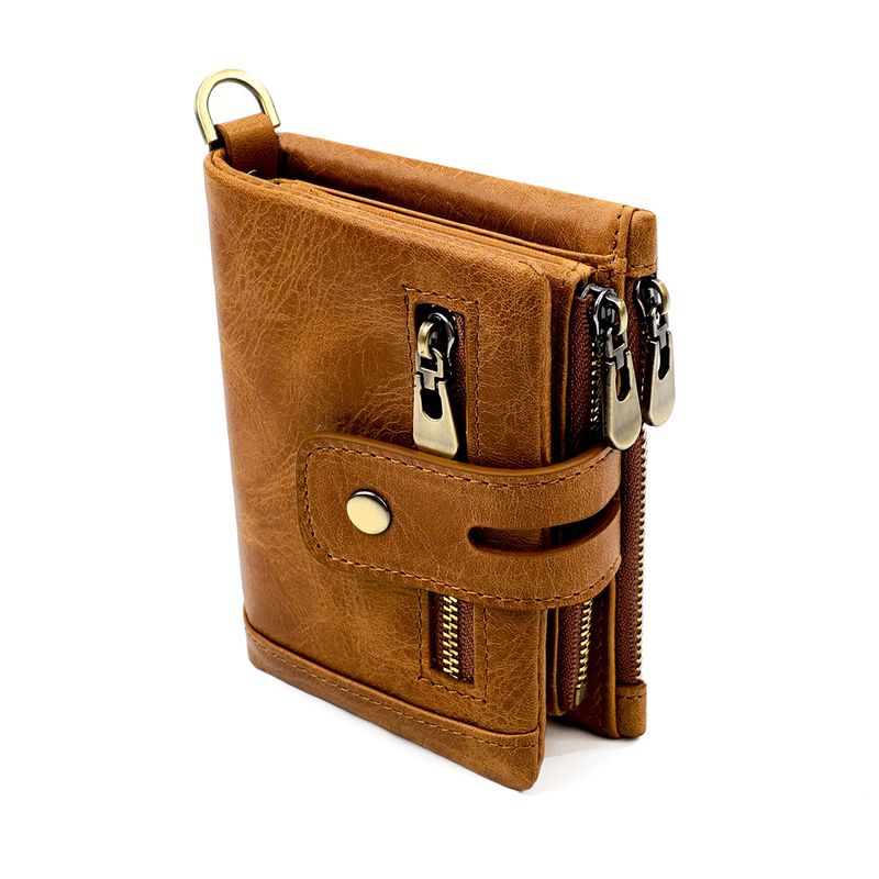 Neue männer echte RFID crazy horse leder zipper frauen retro multifunktionale kurze brieftasche_voghion.com