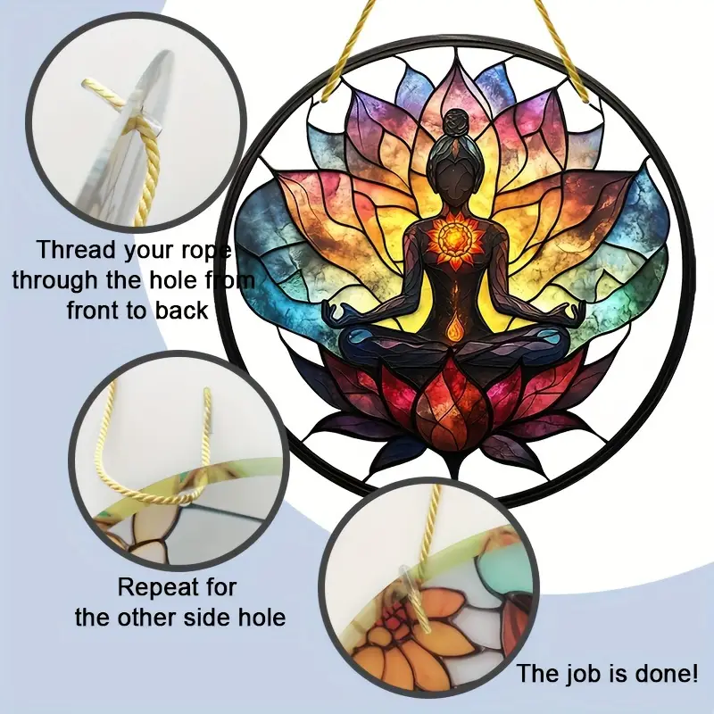 Lotus Meditation Suncatcher - 8" Stained Acrylic Mandala. Serene Decor For Yoga Space Or As A Spiritual Gift._voghion.com