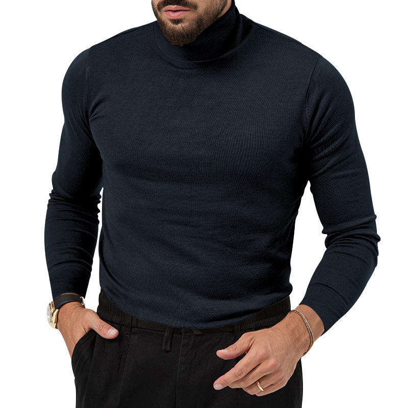 Underla camiseta de manga comprida para homens outono e inverno nova marca de moda jovem versátil simples gola alta_voghion.com