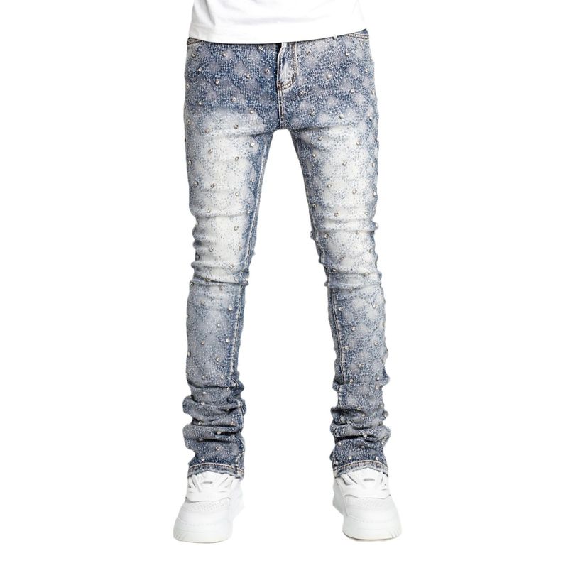Vêtements Pantalons pour hommes en denim à couches élastiques et perlés de style tendance et tendance_voghion.com