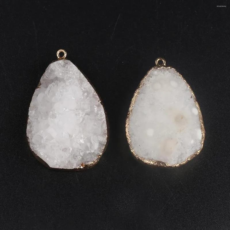 Kolye Kolye Doğal Taş Beyaz Druzy Kolye Su Damlası Reiki Şifa Moda Takı Yapımı Kendin Yap Kadınlar_voghion.com