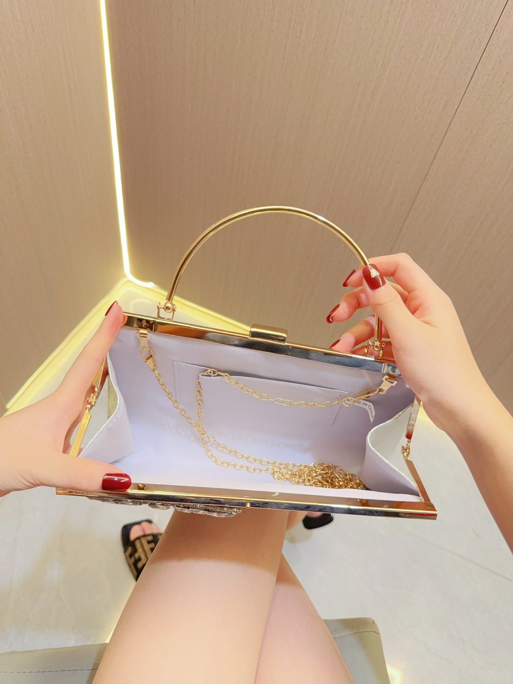 Nuova borsa minimalista e alla moda con intarsi di diamanti per riunioni di squadra, borse, abiti con strass, croce diagonale_voghion.com