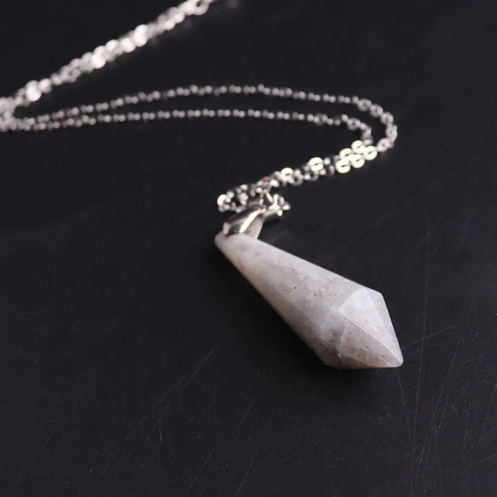 Natural Stone Pendant Necklace Set Labradorite Healing Jewelry_voghion.com