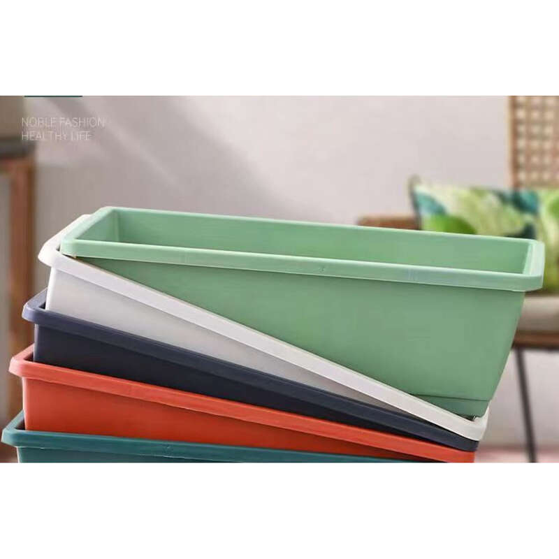 Vaso de resina retangular para plantas, vaso de plantas para plantas, com ranhuras para plantio, para famílias de flores e azevinhos espessos_voghion.com