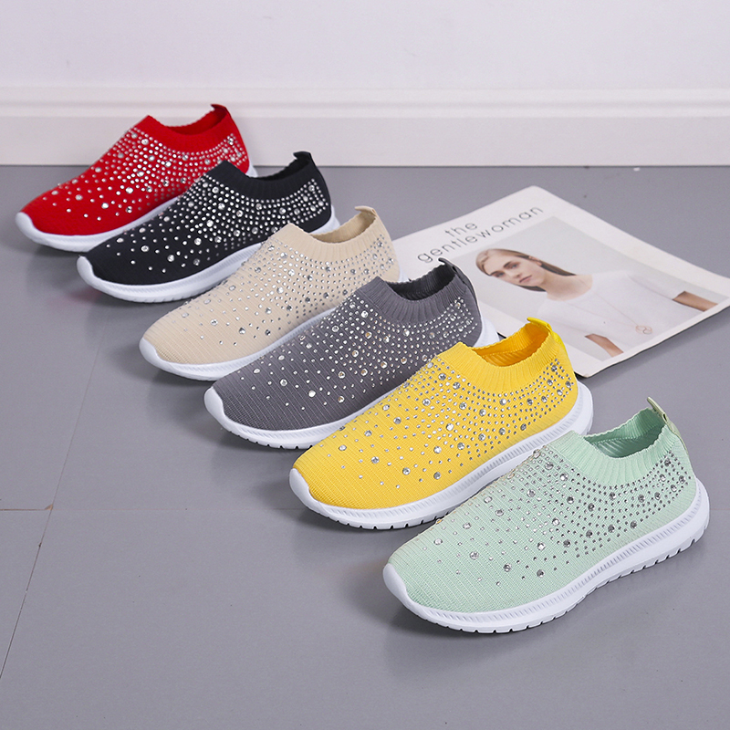 Sneakers donna in mesh con cristalli e suola morbida bianchi_voghion.com
