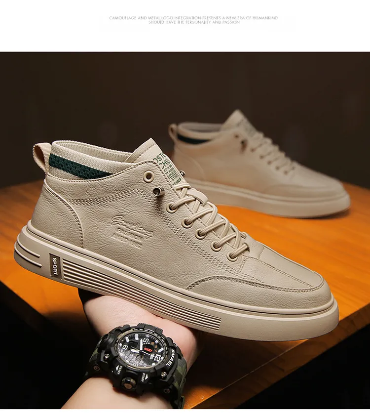 Męskie buty codzienne ze skóry wygodne sportowe sneakersy męskie_voghion.com