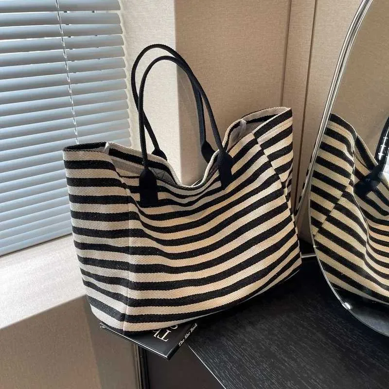 Sacs à main en toile à rayures simples et tendance pour filles, sacs à provisions de haute qualité Y241109_voghion.com