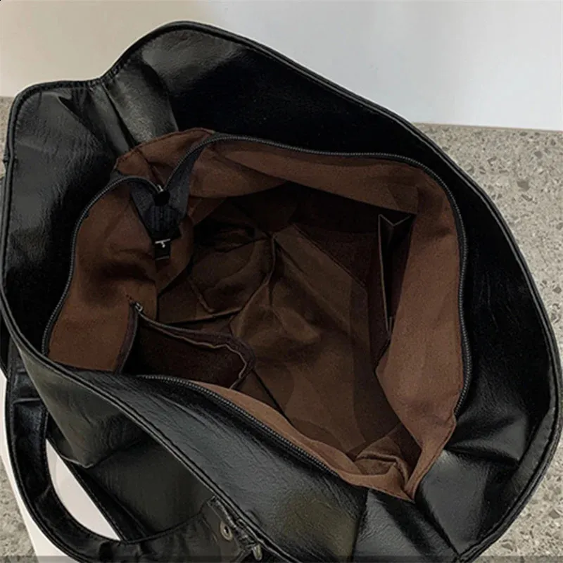 Grandi borse a tracolla nere da donna, grandi dimensioni, casual, tote bag di qualità in pelle PU, hobo, borsa a tracolla, da viaggio, da donna_voghion.com