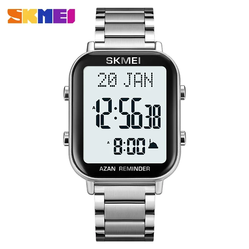 Azan Digital Prayer Watch For Men With Qibla Compass And Alarm_voghion.com