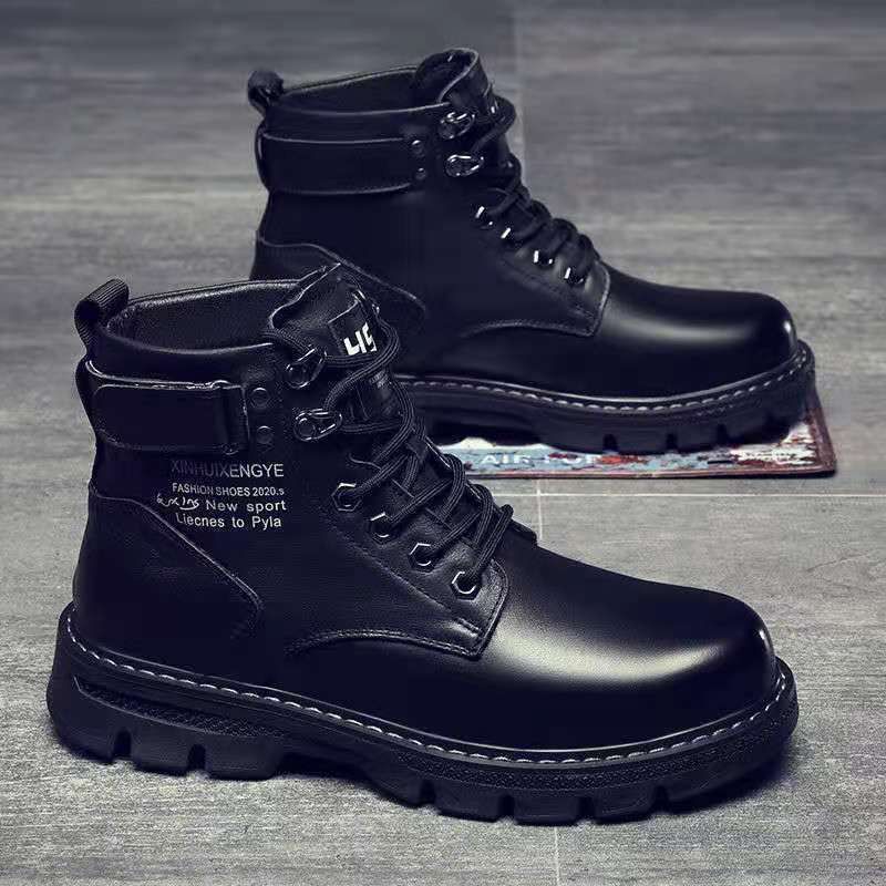 Martin Men‘ Fall 2024 New High Top Britih Style Black Work Suit Motorcycle Boot Spring and Autumn Caual Leather
