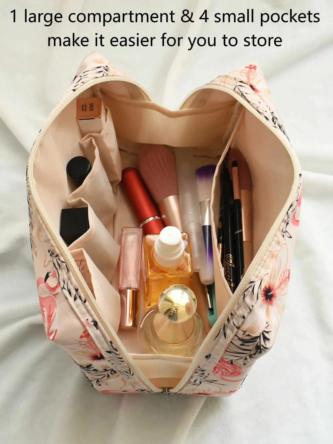 Large flamingo printed waterproof bag used for travel organized storage and multi-component makeup bags Y241023_voghion.com