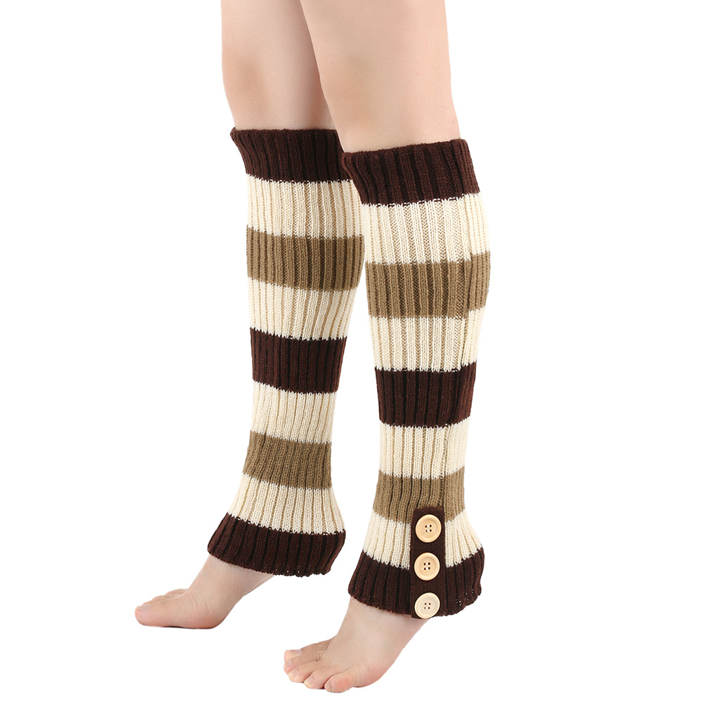 Autumn Winter Warm Knitted Button Long Boot Covers European American Style Slouch Foot Leg Warmers JK Socks_voghion.com