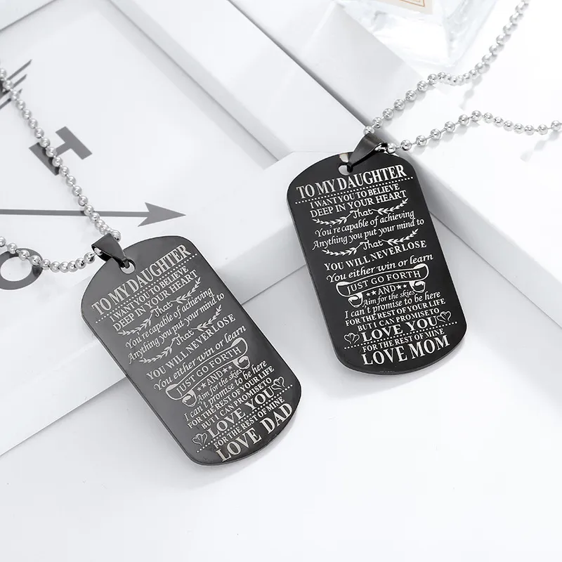Colar com pingente de placa militar personalizado para filha_voghion.com