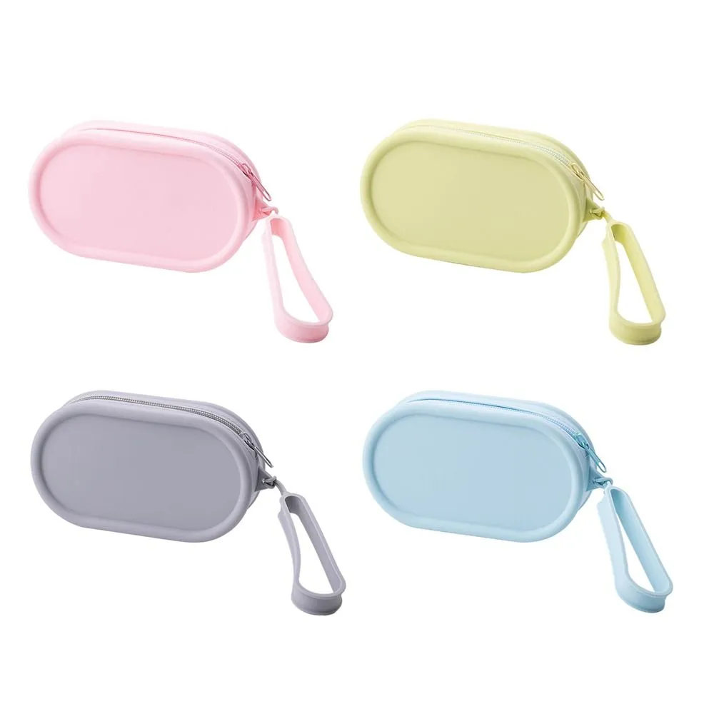 Porte-monnaie en silicone, grande capacité, étanche, pochette de voyage, couleur unie, fermeture éclair, sac pour écouteurs, pour femmes et filles_voghion.com