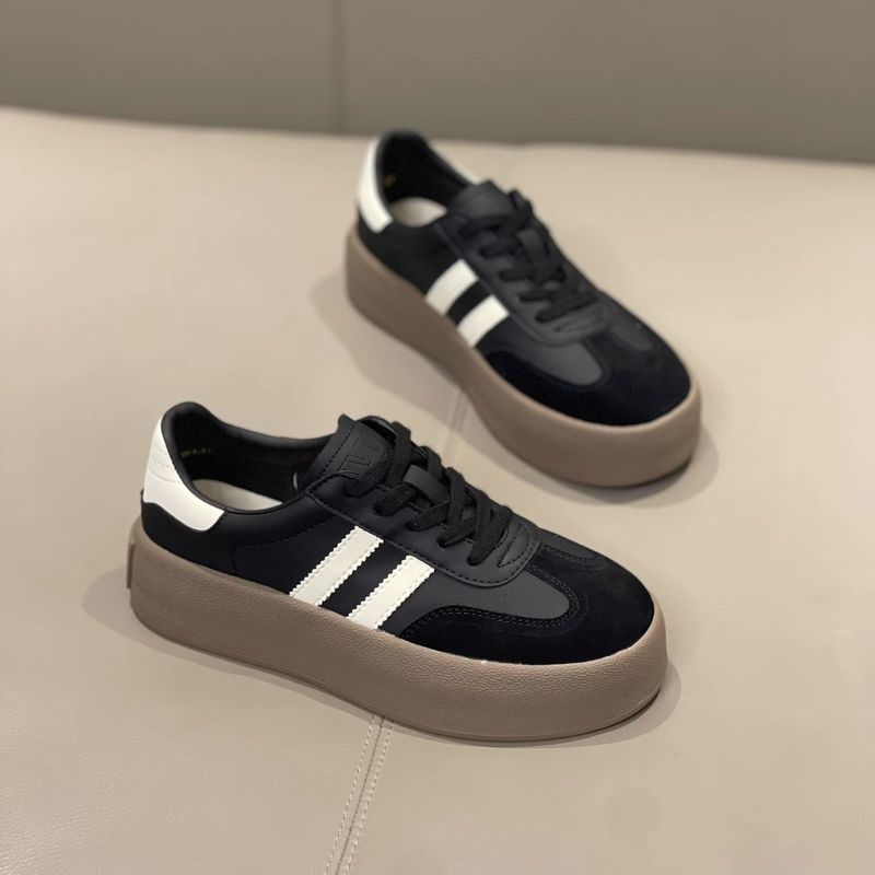 Damenschuhe mit dicker Sohle, deutsches Training, Frühjahr 2024, neue Schuhe aus echtem Leder mit weicher Unterseite, vielseitige, bequeme weiße Freizeitschuhe_voghion.com