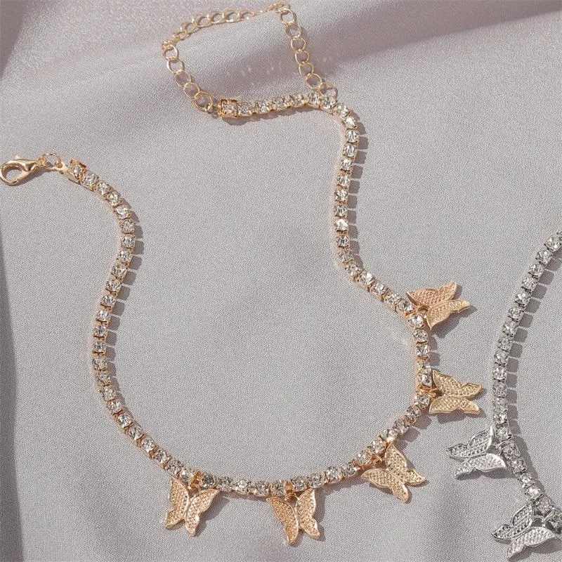 Collane con ciondolo Bohemian Beach Oro Argento Colore Strass Choker per donna Collana a farfalla 2022 Hip-hop Insetto_voghion.com