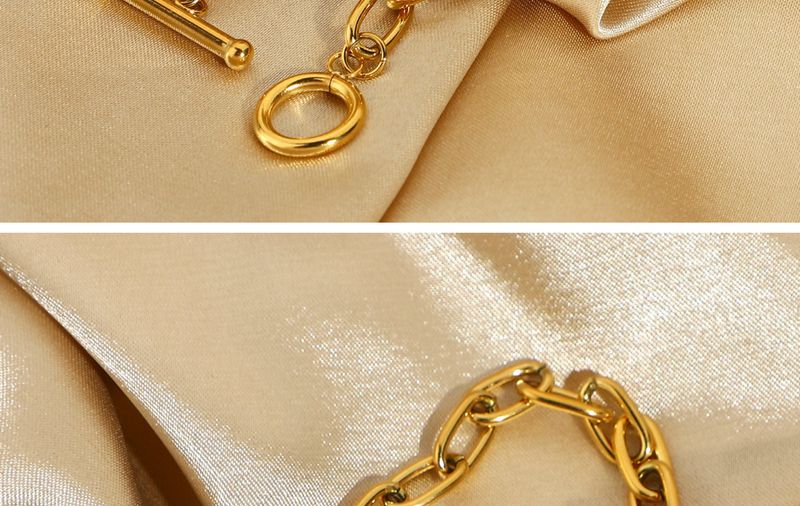 Bracciale da donna ovale in acciaio inossidabile placcato oro con graffetta classica alla moda e ghiera OT_voghion.com