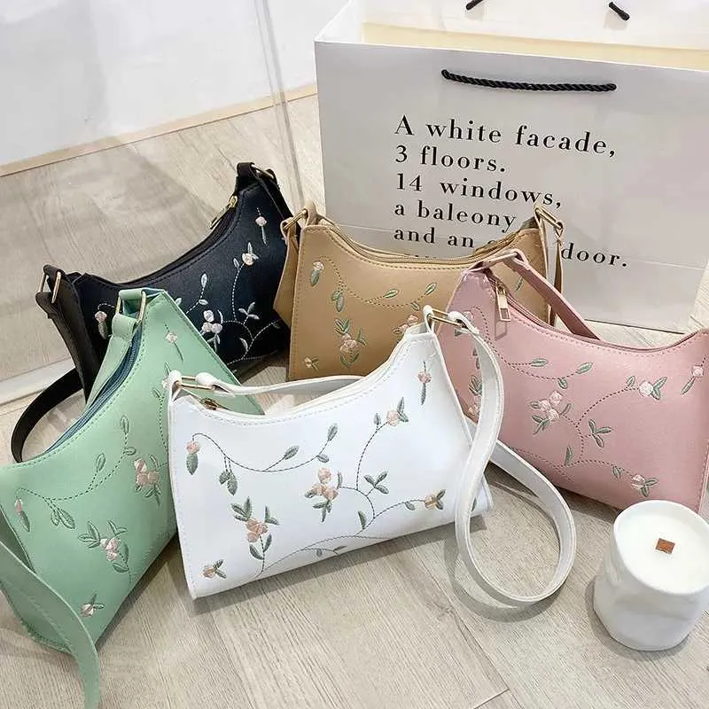 Sac à main brodé en cuir PU, petite pochette à bandoulière, sac portefeuille tendance pour femme Y241123_voghion.com