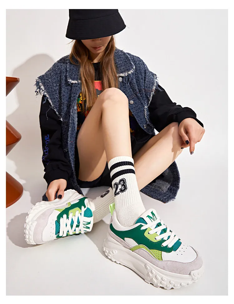 Plateau Sneaker Aus Echtleder Für Damen Bequeme Freizeitschuhe_voghion.com