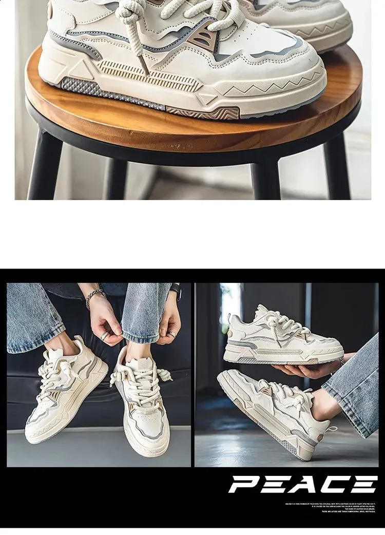 Trend chleb tkany koronkowy patchwork street hip-hop krótkie grube męskie buty sportowe 241007_voghion.com