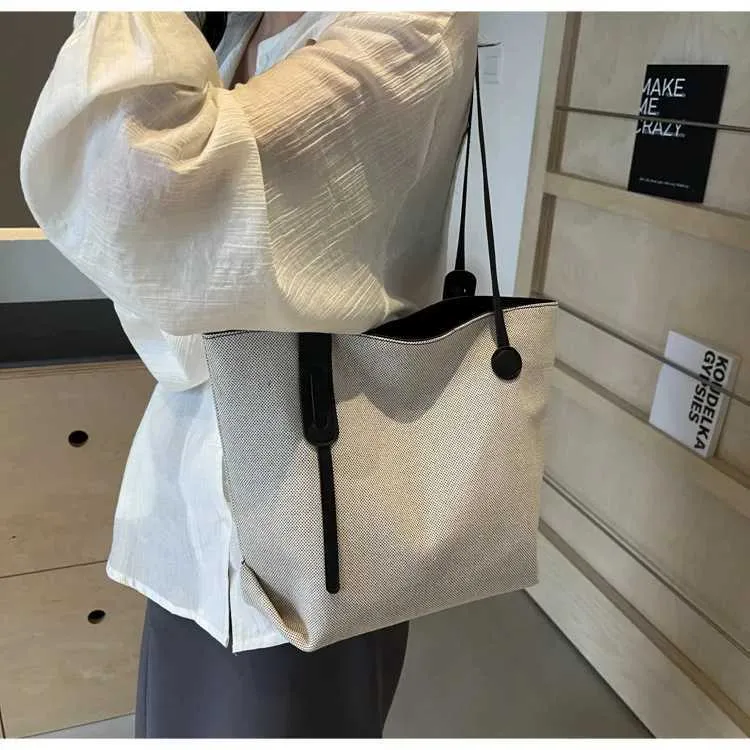 Borsa tote e borsa a spalla da donna in tela versatile casual_voghion.com