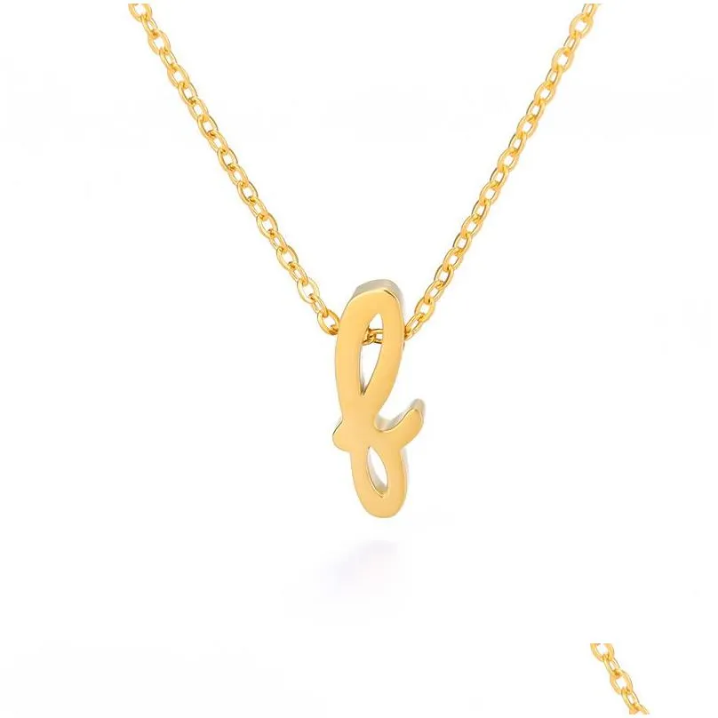 Pendant Necklaces Vintage Tiny Initial Letter For Women Stainless Steel Old English Necklace Birthday Gothic Jewelry_voghion.com