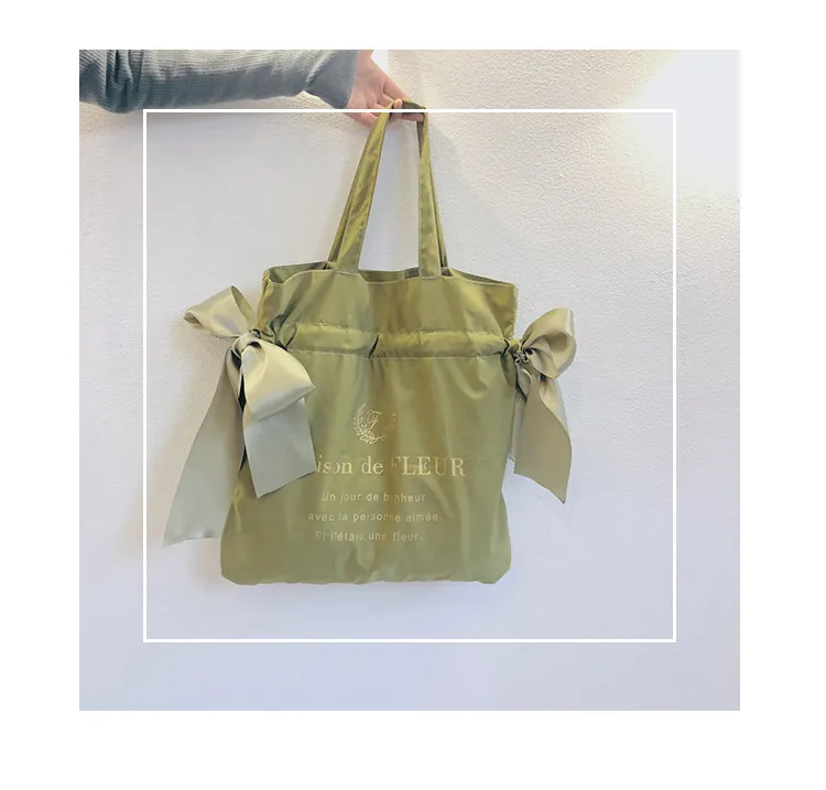 Borsa a tracolla carina da donna, per ragazze adolescenti, con fiocco, per studenti, borsa riutilizzabile, borsa per la spesa da donna, nuova moda_voghion.com