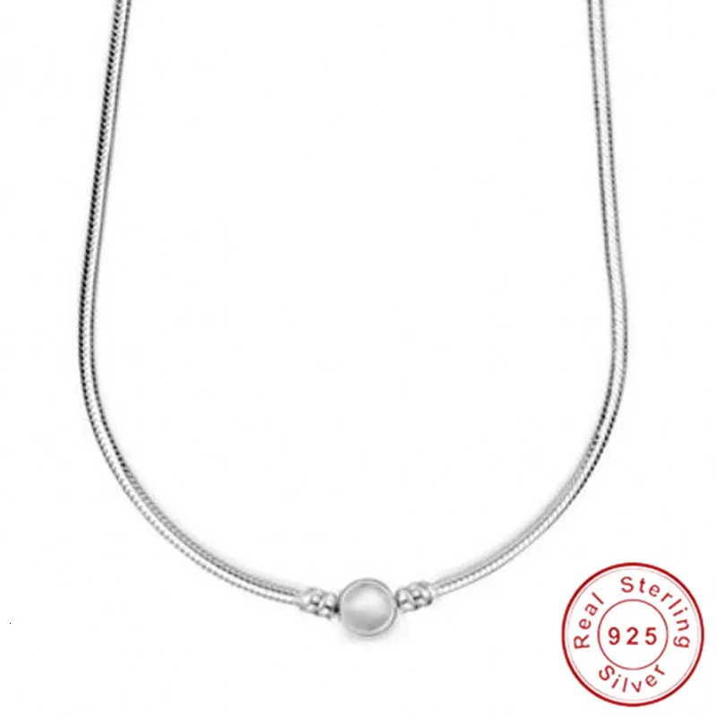 Necklaces Sier Simple Snake Necklace Fit Original Bone Charm Bead Pendant For Women Pandor DIY Jewelry Accessorie 230426_voghion.com
