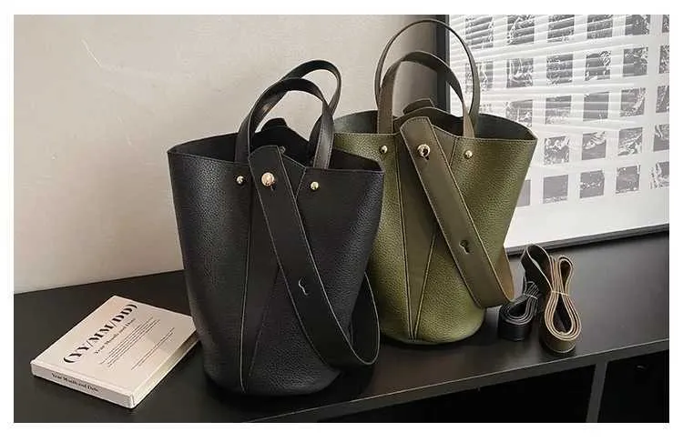Borse da donna di marca di tendenza alla moda, borsa a secchiello solida per le donne 2023, borse a tracolla, tote C241103_voghion.com