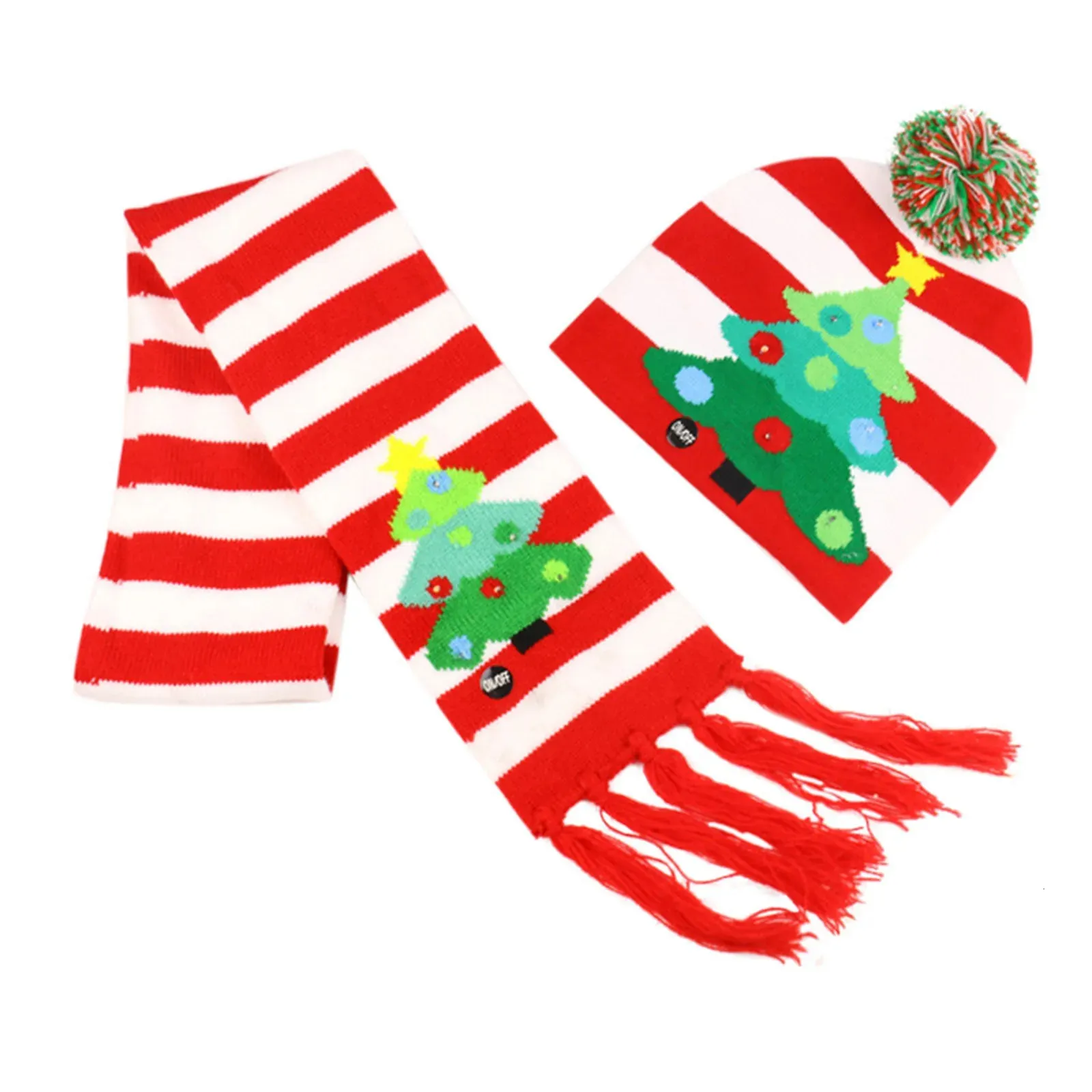 Hats Sets Scarves Christmas Warm And Gloves Two-Piece Set Women Woolen Thick Beanie Cap Winter Knitted Men Female Scarf_voghion.com