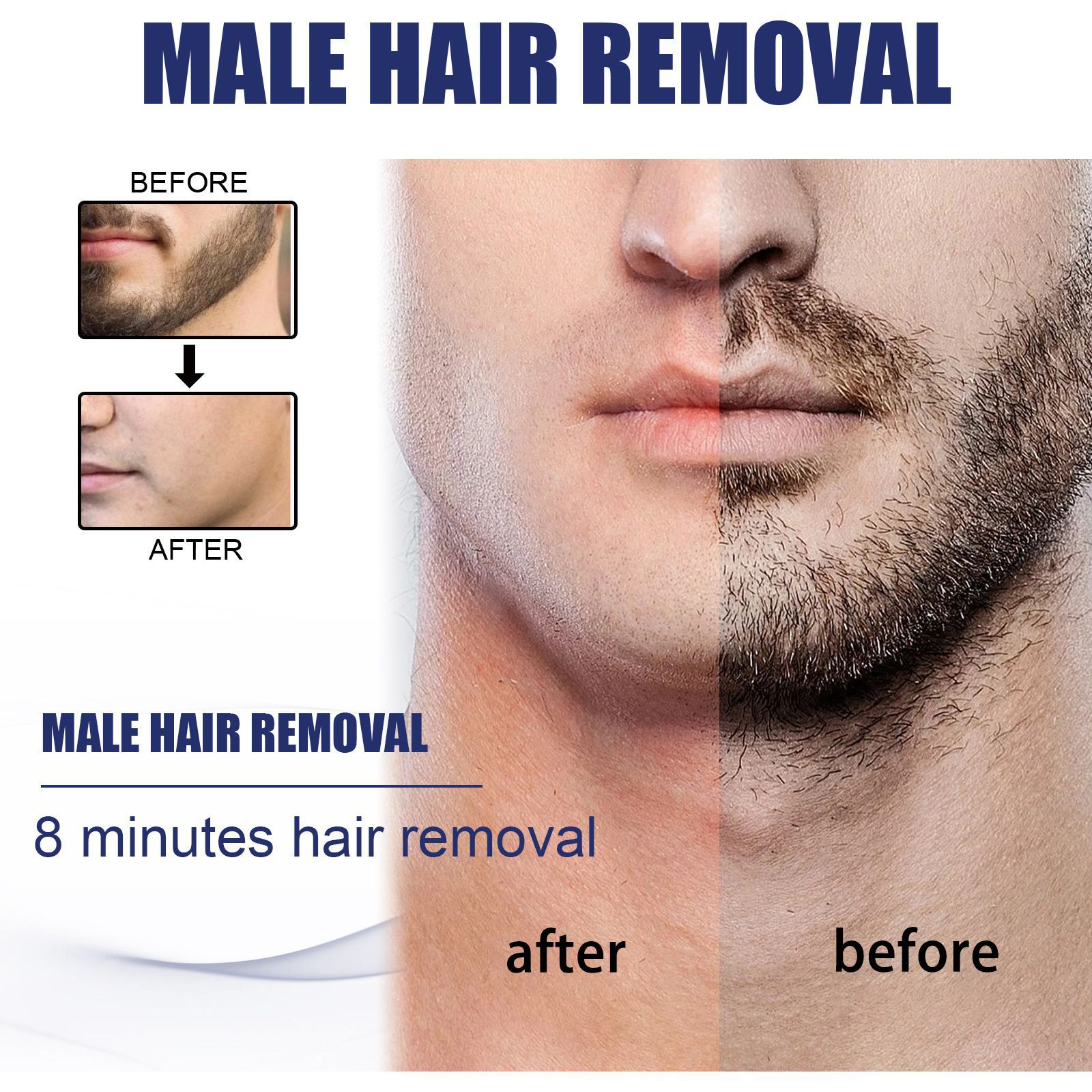 Crème Homme EELHOE : Corps, Poils du Poitrine, Barbe, Crème Douce, Non irritante, Mains, Épilation Axillaire Nettoyage_voghion.com