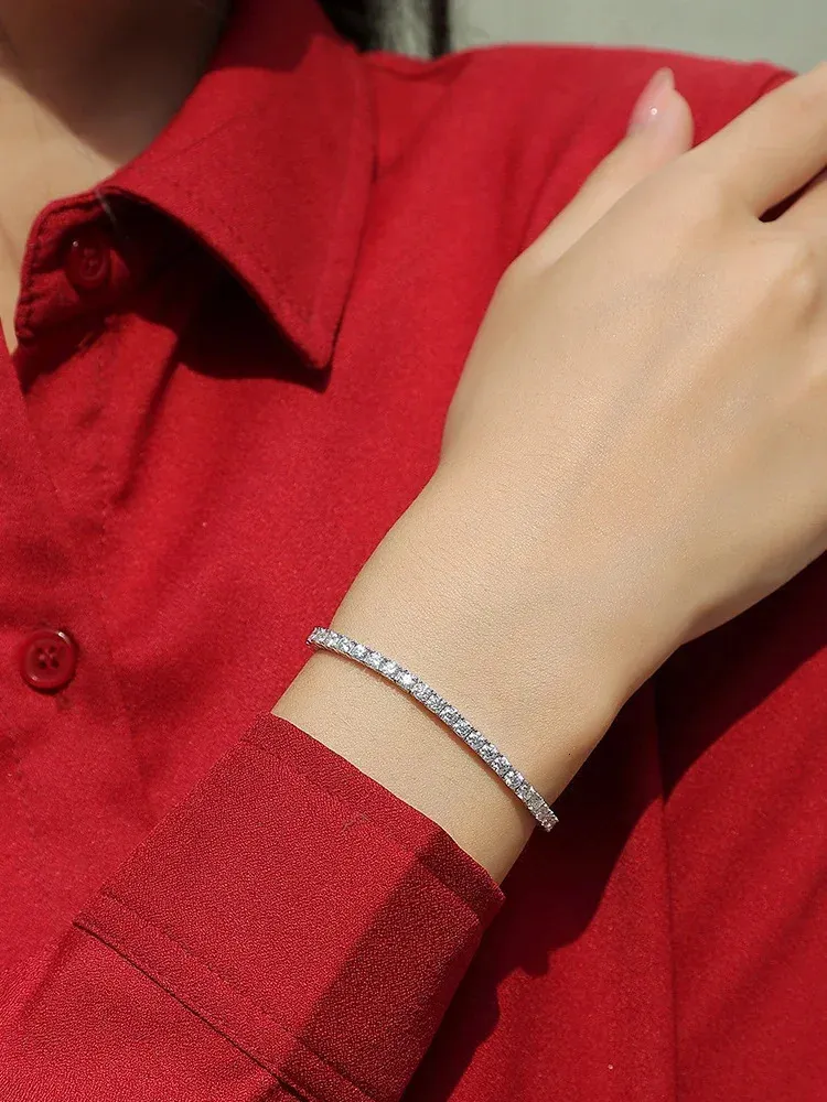 D VVS1 Tennisarmbånd Originalt Sterling Silverbelagt Hvidguld med GRA Armbånd til Kvinder og Mænd 240507_voghion.com