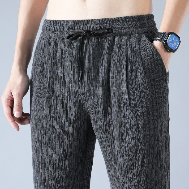 Men's Clothing 2024 Summer Ultra thin Summer Cotton Linen Pants Loose Men's Ice Silk Casual Pants Straight Summer Pants Long Pants