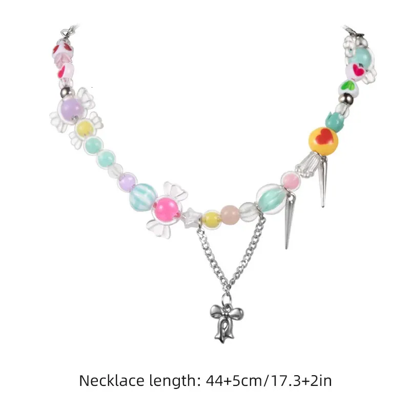 Collar con colgante de corazón y cereza mujer estilo y2k boho_voghion.com