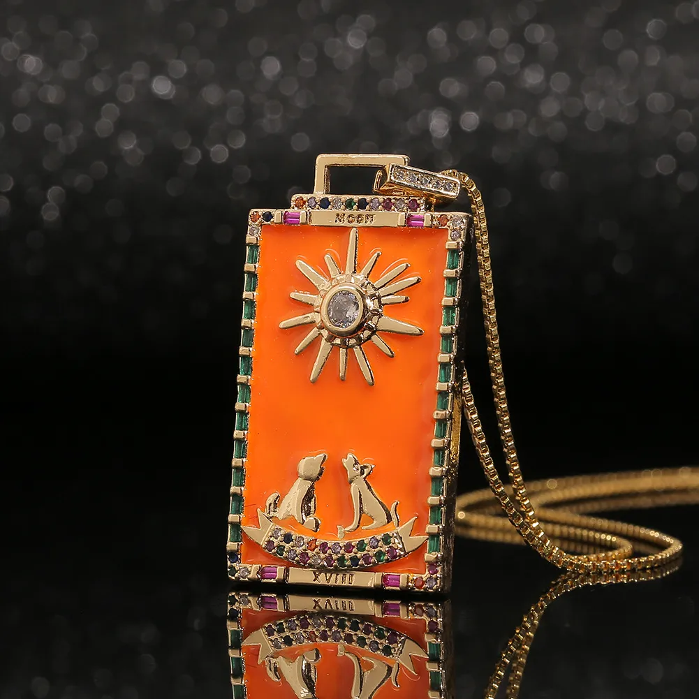 Collana con ciondolo carta dei tarocchi stile hip hop_voghion.com