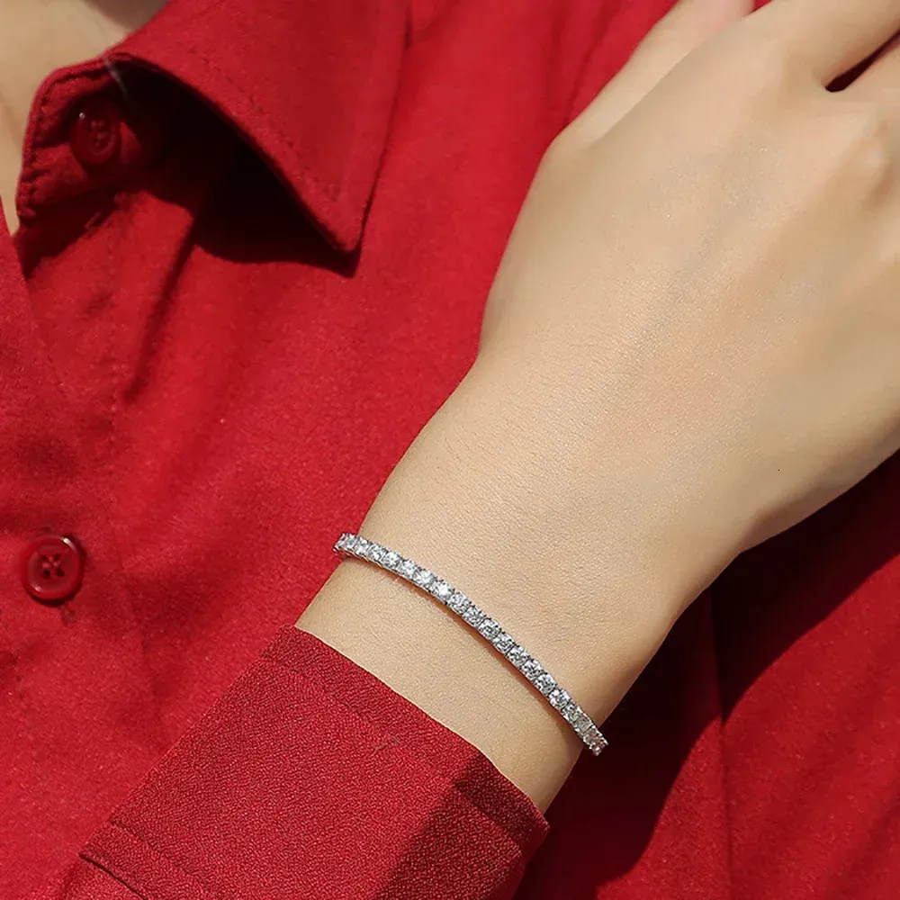 D VVS1 Tennisarmbånd Originalt Sterling Silverbelagt Hvidguld med GRA Armbånd til Kvinder og Mænd 240507_voghion.com