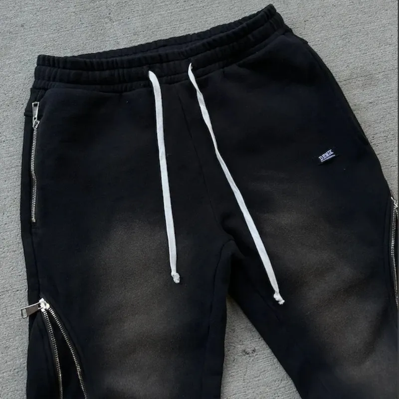 Pantaloni da uomo Y2K, retrò, larghi, gotici, casual, con cerniera, decorazione, hip hop, punk, streetwear, oversize, in cotone, dritti_voghion.com