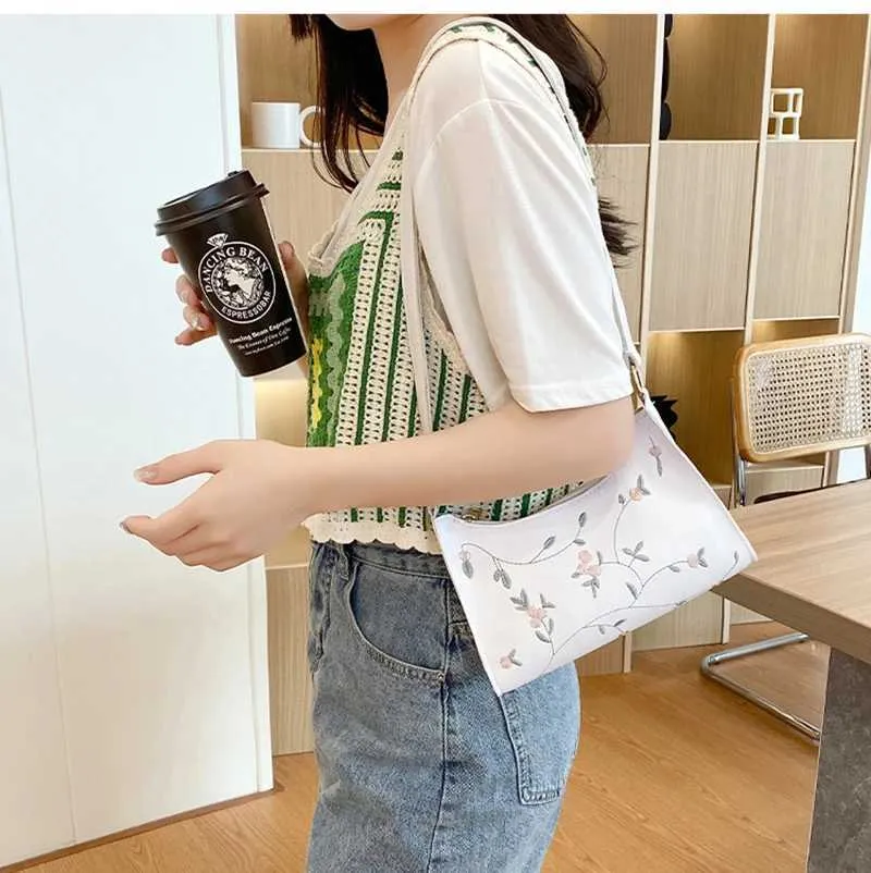 Sac à main brodé en cuir PU, petite pochette à bandoulière, sac portefeuille tendance pour femme Y241123_voghion.com