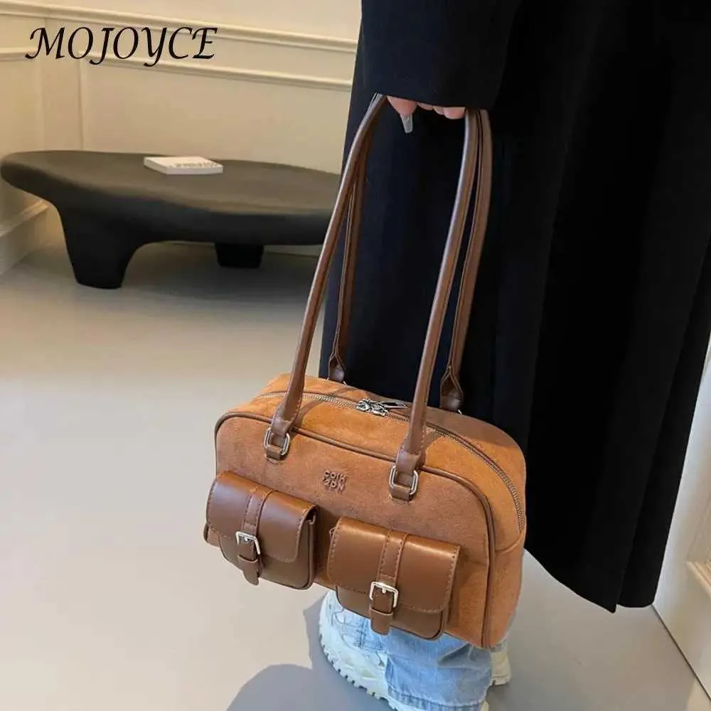 Kvinder Retro Tote Håndtaske PU Læder Casual Multi Lommer Mode Armhulstaske Dame Pendlertaske Ba241210_voghion.com