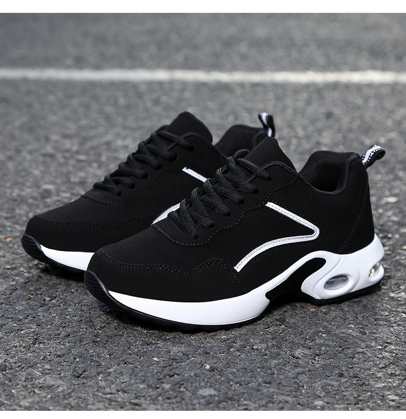Damenschuhe mit flacher Sohle, neue Version von lässigen Sportschuhen aus Leder mit Luftkissen_voghion.com