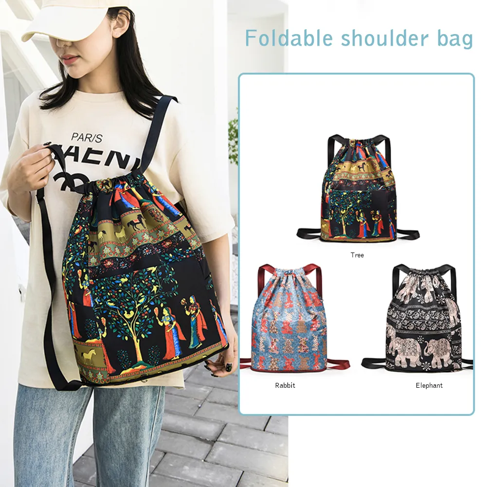 Drawstring Casual Waterproof Unisex Sports Double Shoulder Backpack Gym Dry-wet Separation Schoolbag Laptop Bookbag_voghion.com